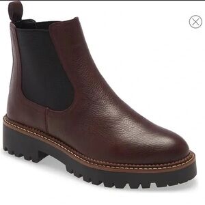 Caslon Miller Water Resistant Lug Chelsea Boots in burgundy leather size 8